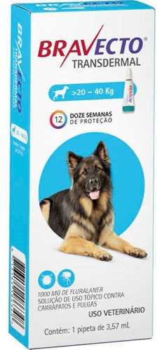 Bravecto Transdermal Cão Cães Cachorros Anti pulga E Carrapatos De 20 A 40kg - Imagem 2