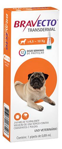 Bravecto Transdermal Antipulgas e Carrapatos Msd 4,5 A 10kg Cão Cães Cachorros - Imagem 2
