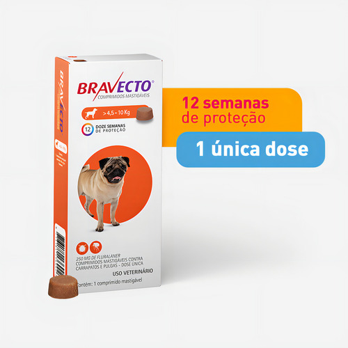 Bravecto Comprimido Antipulgas E Carrapatos Msd Para Cães 4,5 A 10 Kg - Imagem 2
