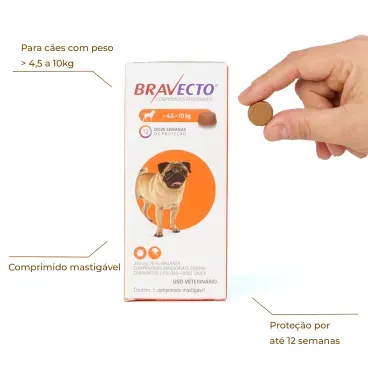 Bravecto Comprimido Antipulgas E Carrapatos Msd Para Cães 4,5 A 10 Kg - Imagem 3