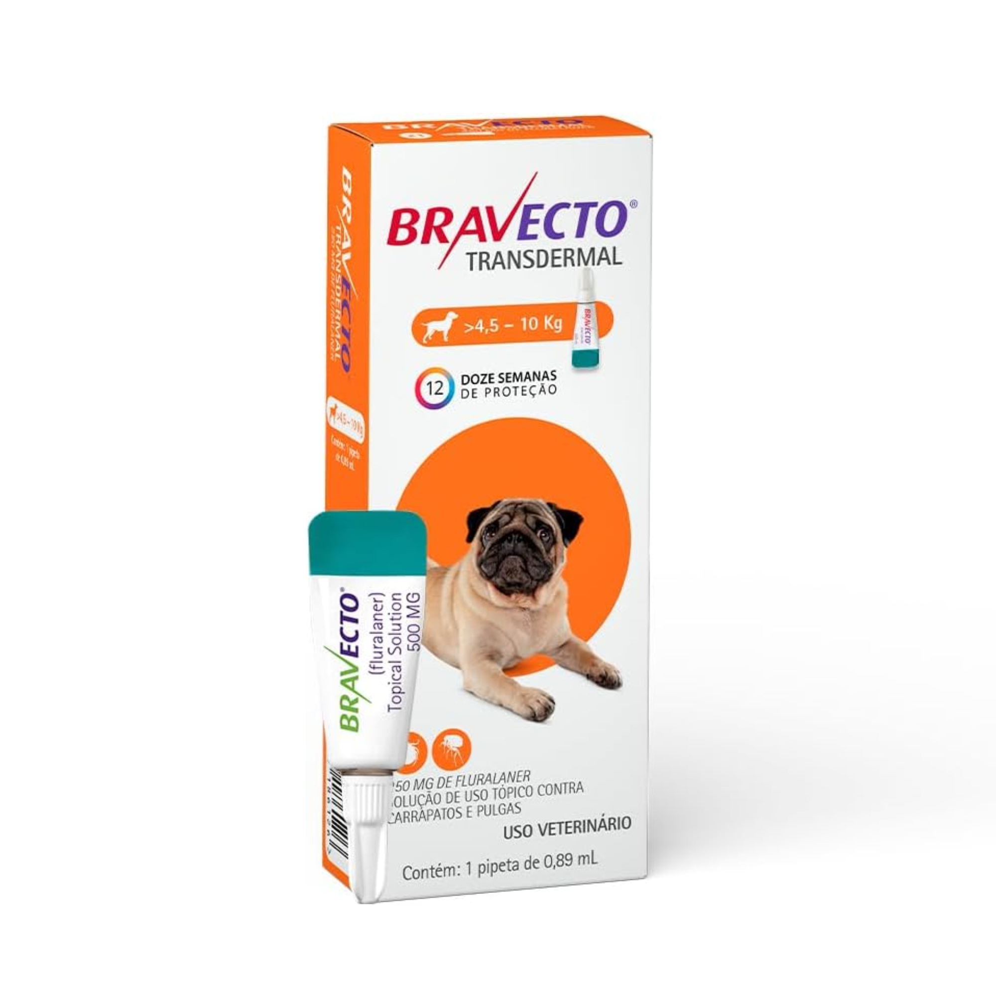 Bravecto Transdermal Antipulgas e Carrapatos Msd 4,5 A 10kg Cão Cães Cachorros