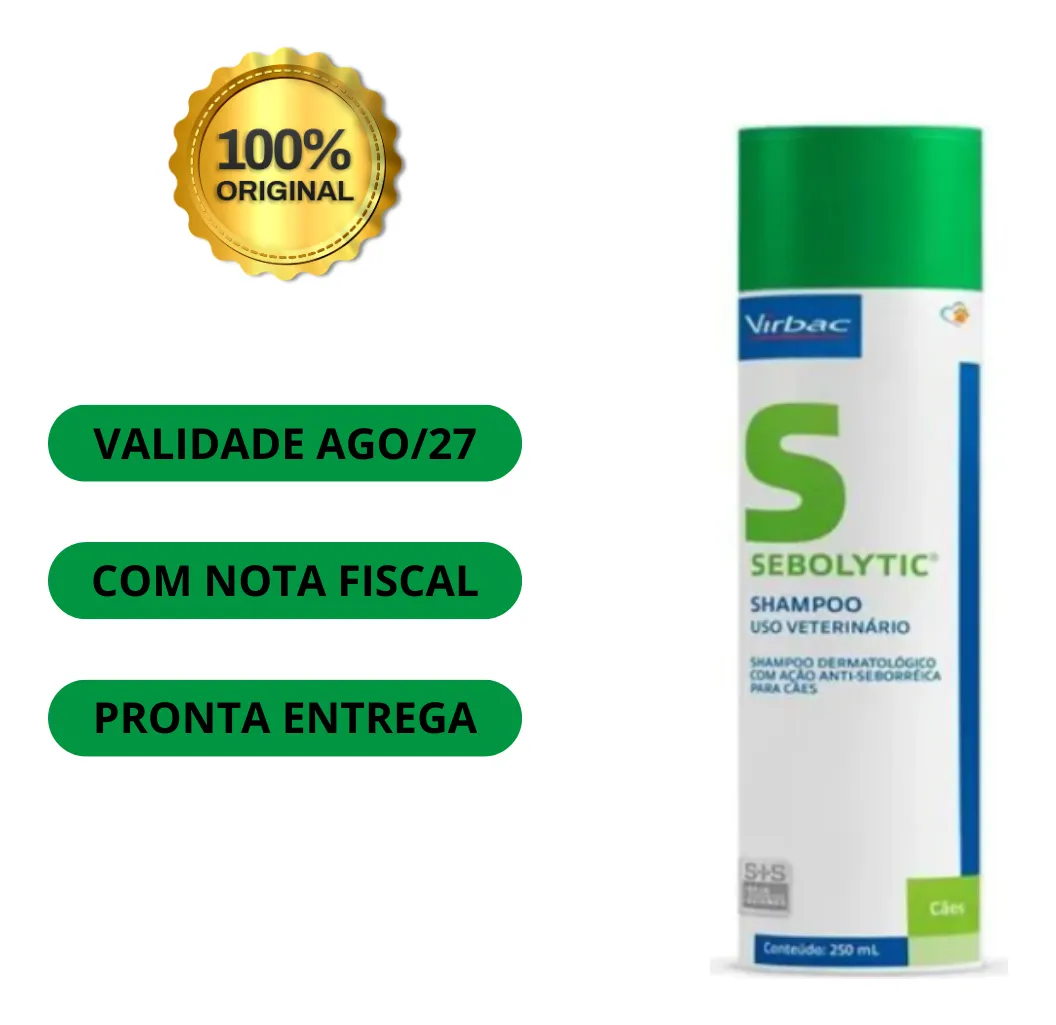 Shampoo Sebolytic 250ml Contra Seborreia Cão Cães Virbac Sem Fragrância - Imagem 3