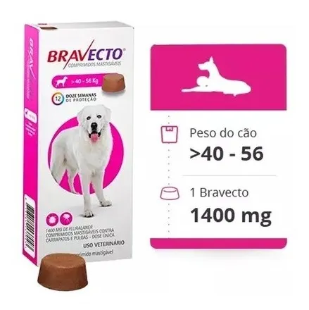 Bravecto Antipulga E Carrapato 40 Á 56kg 1400mg Cão Cães Rosa-claro - Imagem 5