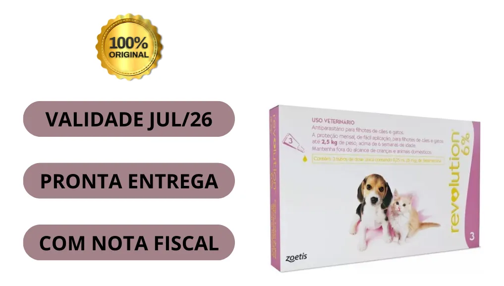 Revolution Cão Cães Gatos Filhotes Até 2,5 Kg 15mg 3 Pipetas Rosa Claro - Imagem 3