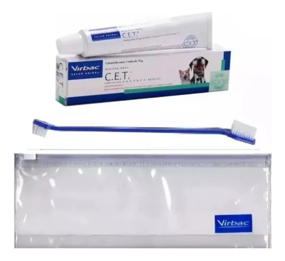 Kit Saúde Oral Virbac - Cet Pasta + Necessaire + Escova Frango - Imagem 3