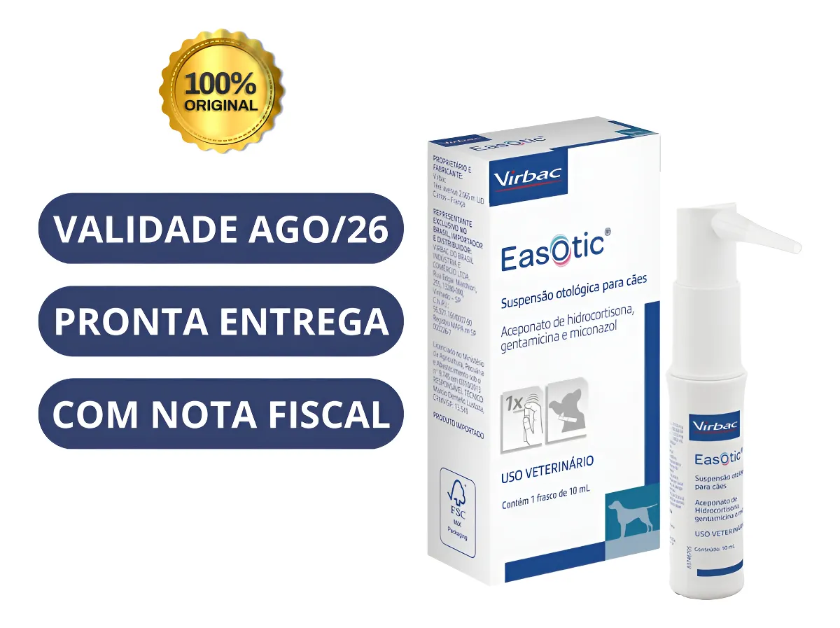 Easotic Otológico Otite 10ml Suspensão Cães Cachorros Virbac - Imagem 3