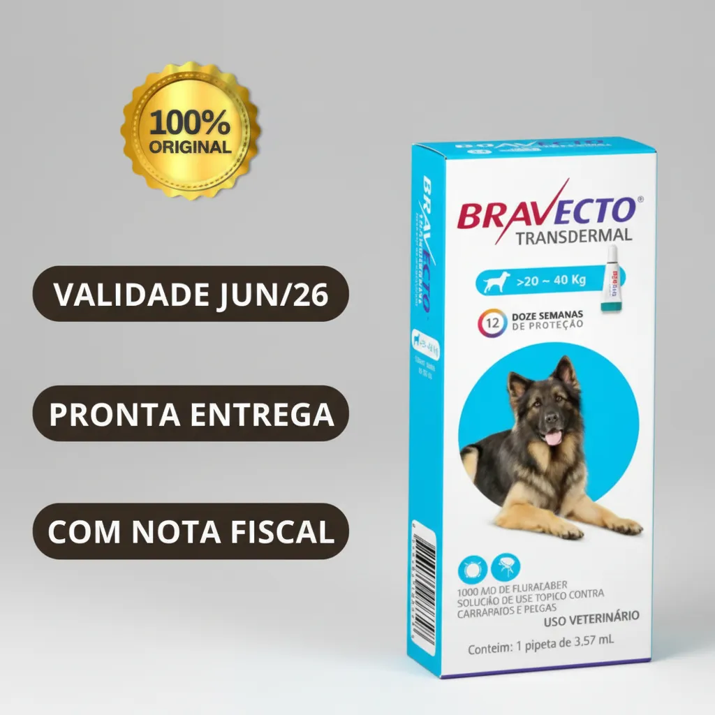 Bravecto Transdermal Cães Cão Antipulgas Carrapato 20 Á 40 Azul-aço - Imagem 2