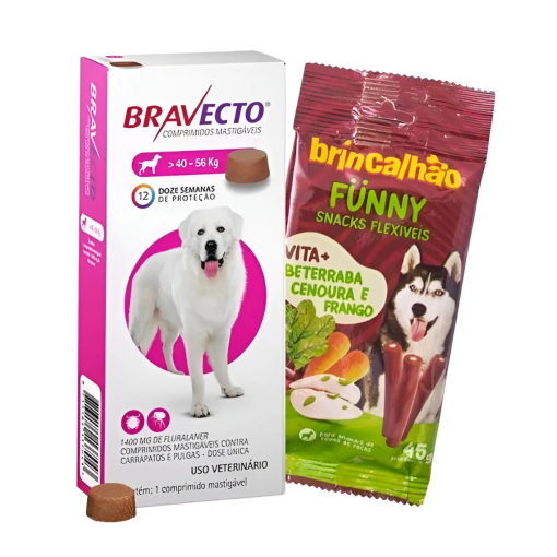 Bravecto Antipulga E Carrapato 40 Á 56kg 1400mg Cão Cães Rosa-claro