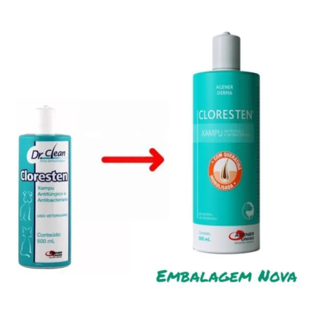 Shampoo Cloresten Antibacteriano Agener Cão Gato 500ml - Imagem 4