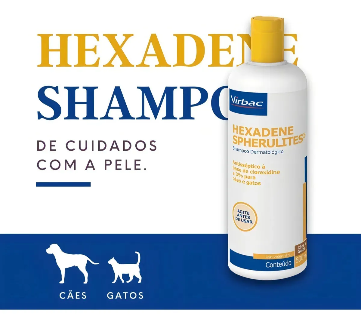 Shampoo Hipoalergênico Virbac Hexadene 500ml Cães e Gatos Clorexidina - Imagem 5