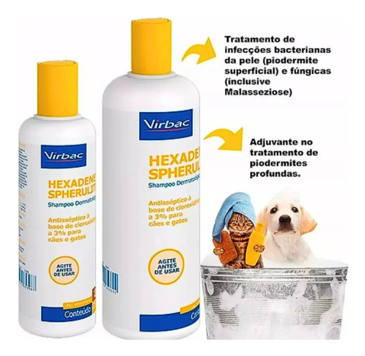Shampoo Hipoalergênico Virbac Hexadene 500ml Cães e Gatos Clorexidina - Imagem 3