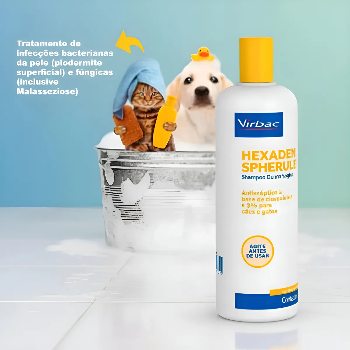 Shampoo Hipoalergênico Virbac Hexadene 500ml Cães e Gatos Clorexidina - Imagem 2