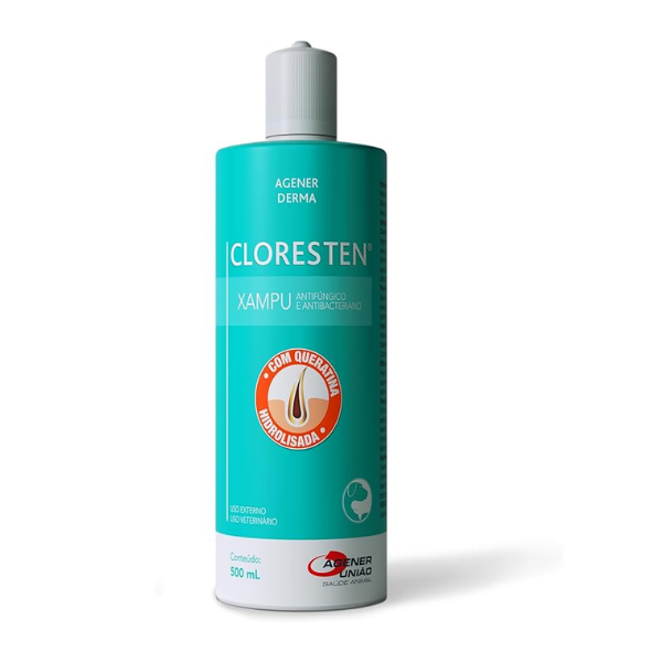 Shampoo Cloresten Antibacteriano Agener Cão Gato 500ml