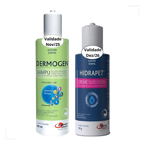 Kit Shampoo Dermogen 200ml e Creme Hidrapet 100g Para Cães e Gatos