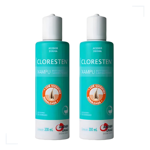 2 Shampoo Cloresten Para Cão Cães Gatos Antibacteriano 200ml
